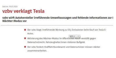 German Consumer Group Sues Tesla