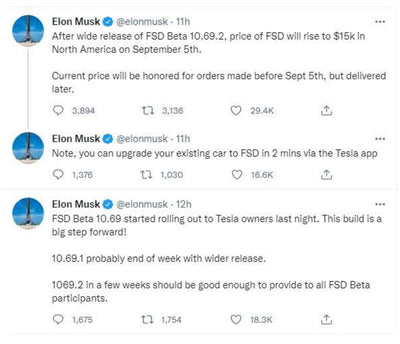 Tesla FSD Price Increase Of 25% Next Month