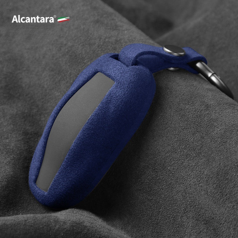 Tesla Model 3/Y/XS Car Key Cover Alcantara Turned Fur Protective Case Key Case TOPCARS
