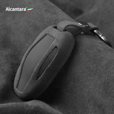 Tesla Model 3/Y/XS Car Key Cover Alcantara Turned Fur Protective Case Key Case TOPCARS