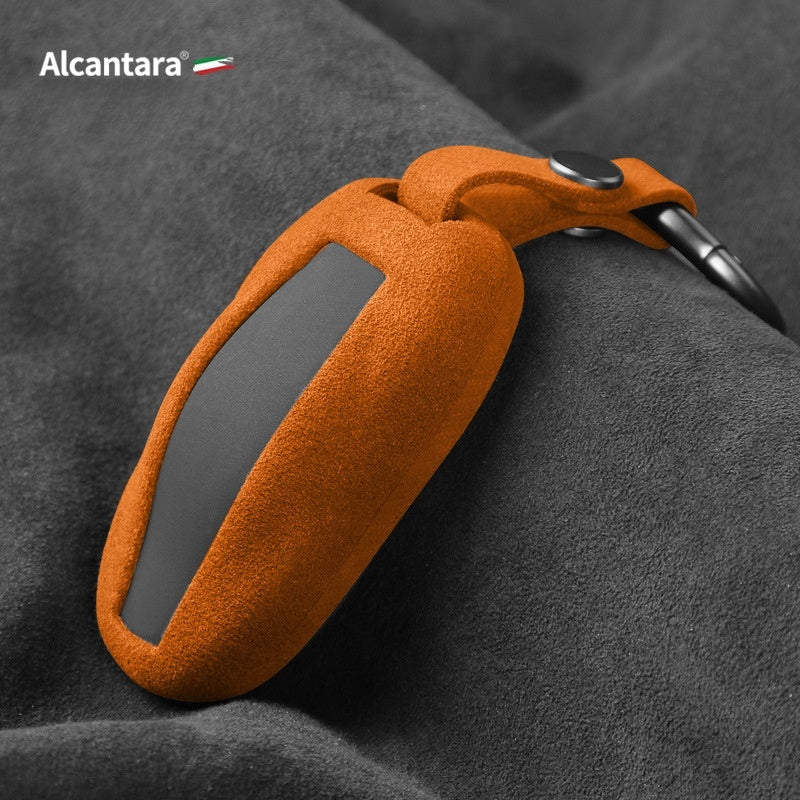 Tesla Model 3/Y/XS Car Key Cover Alcantara Turned Fur Protective Case Key Case TOPCARS