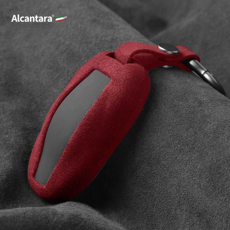 Tesla Model 3/Y/XS Car Key Cover Alcantara Turned Fur Protective Case Key Case TOPCARS