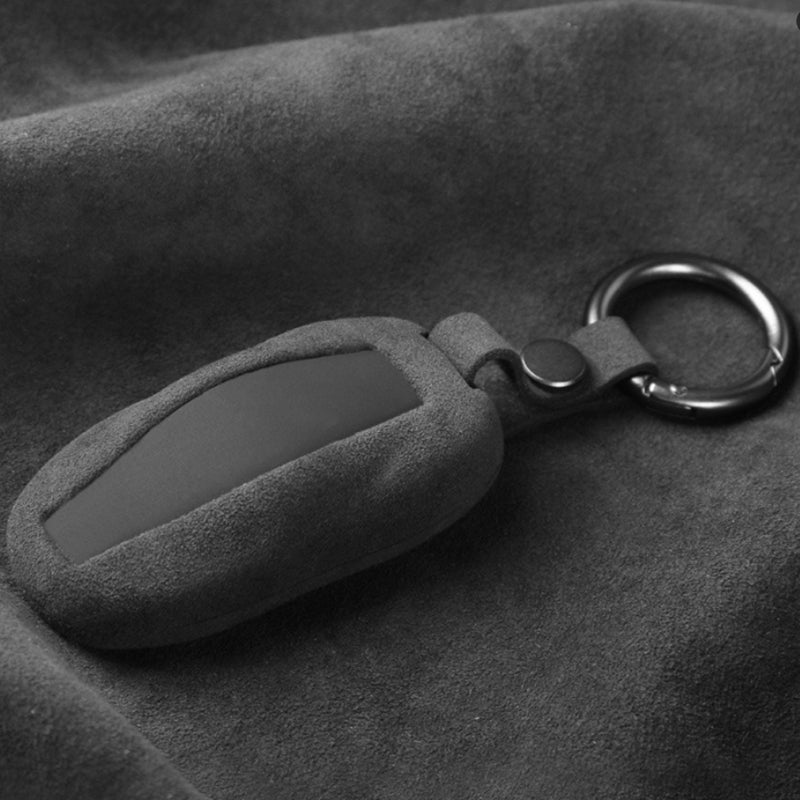 Tesla Model 3/Y/XS Car Key Cover Alcantara Turned Fur Protective Case Key Case TOPCARS