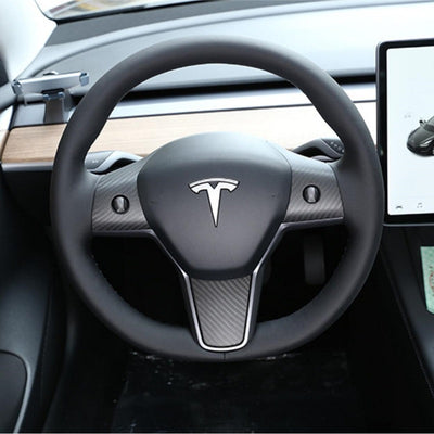 Tesla Model 3 & Y Real Molded Carbon Fiber Steering Wheel Wrap TOPCARS