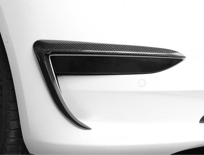 Tesla Model 3 Real Carbon Fiber Fog Light Canards/Eyelids TOPCARS