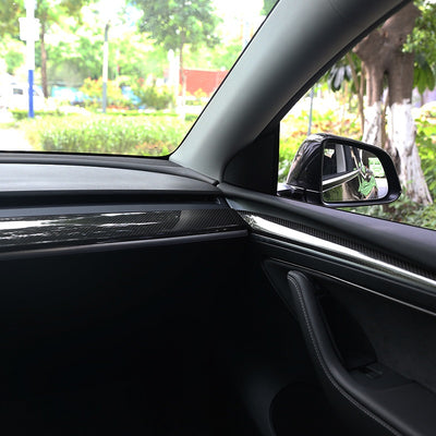 Tesla Model 3 & Y Front Door Real Carbon Fiber Extension Overlays TOPCARS