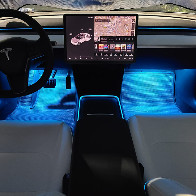 Nestour 2021 Tesla Model 3 Y Interior Car Neon Lights,(Center  Console+Dashboard+Seat Back+4 Foot Lights Accessories), Tesla Ambient  Lighting, APP Control RGB LED Strip Lights with Multiple Scene Modes :  : Car 