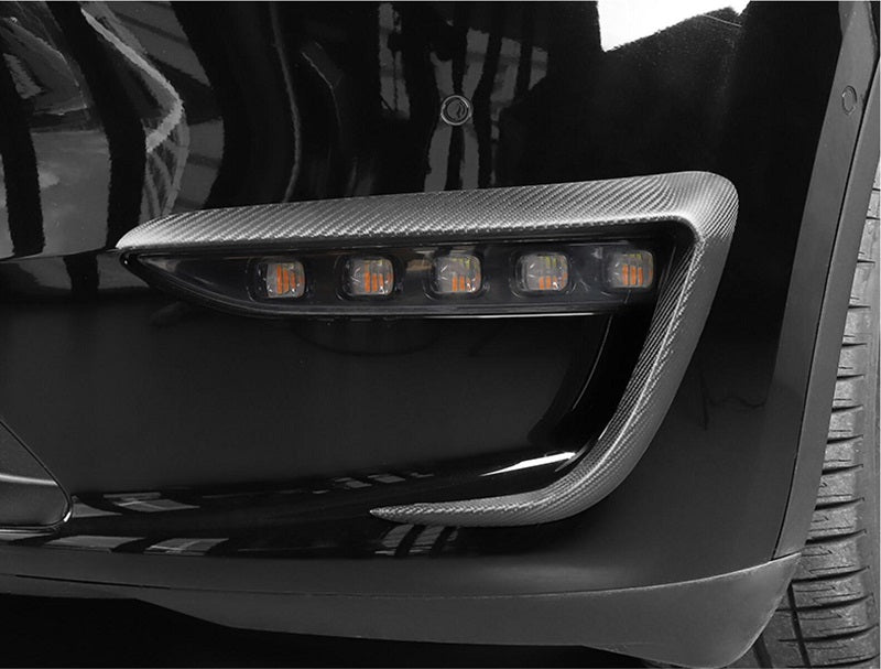 Tesla Model Y Real Carbon Fiber Fog Light Canards/Eyelids (1 Pair) TOPCARS